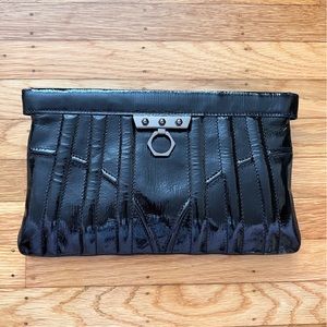 NWT Zac Posen Clutch Purse Vinyl Black